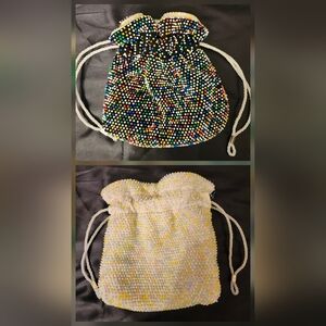 Multicolor Vintage Beaded Drawstring Bag